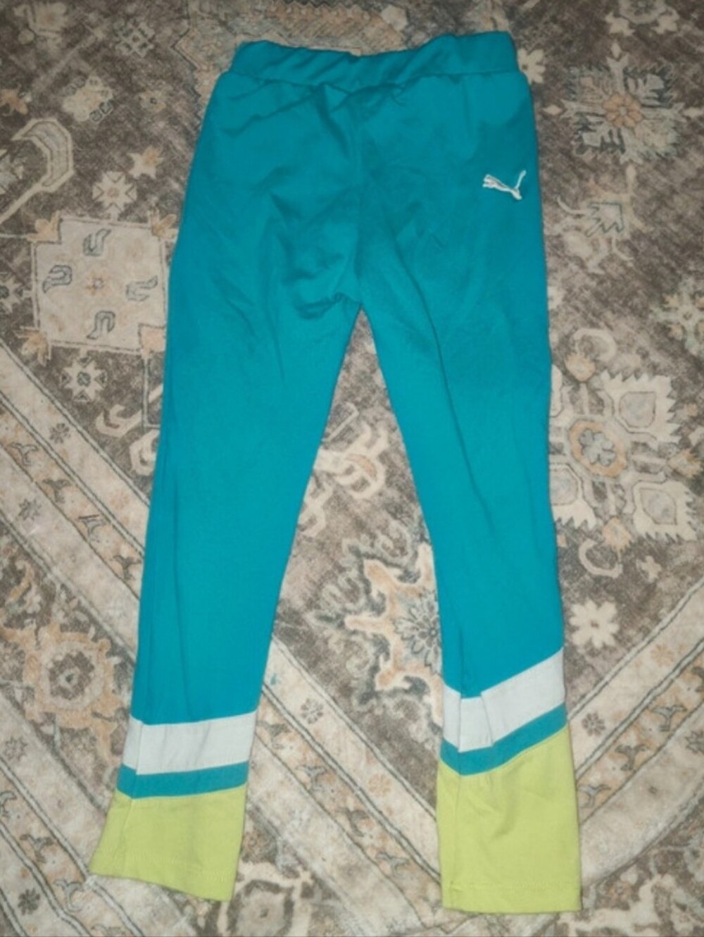 Puma Teal Leggings with Lime & White Accents